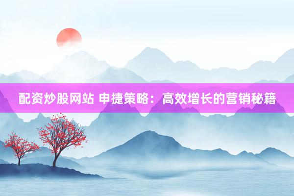 配资炒股网站 申捷策略：高效增长的营销秘籍