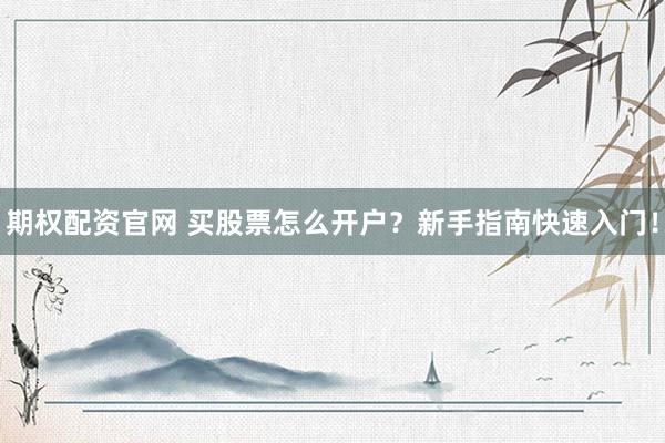 期权配资官网 买股票怎么开户？新手指南快速入门！