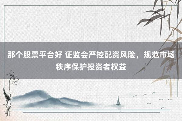 那个股票平台好 证监会严控配资风险，规范市场秩序保护投资者权益