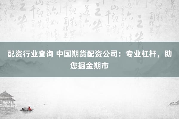配资行业查询 中国期货配资公司：专业杠杆，助您掘金期市